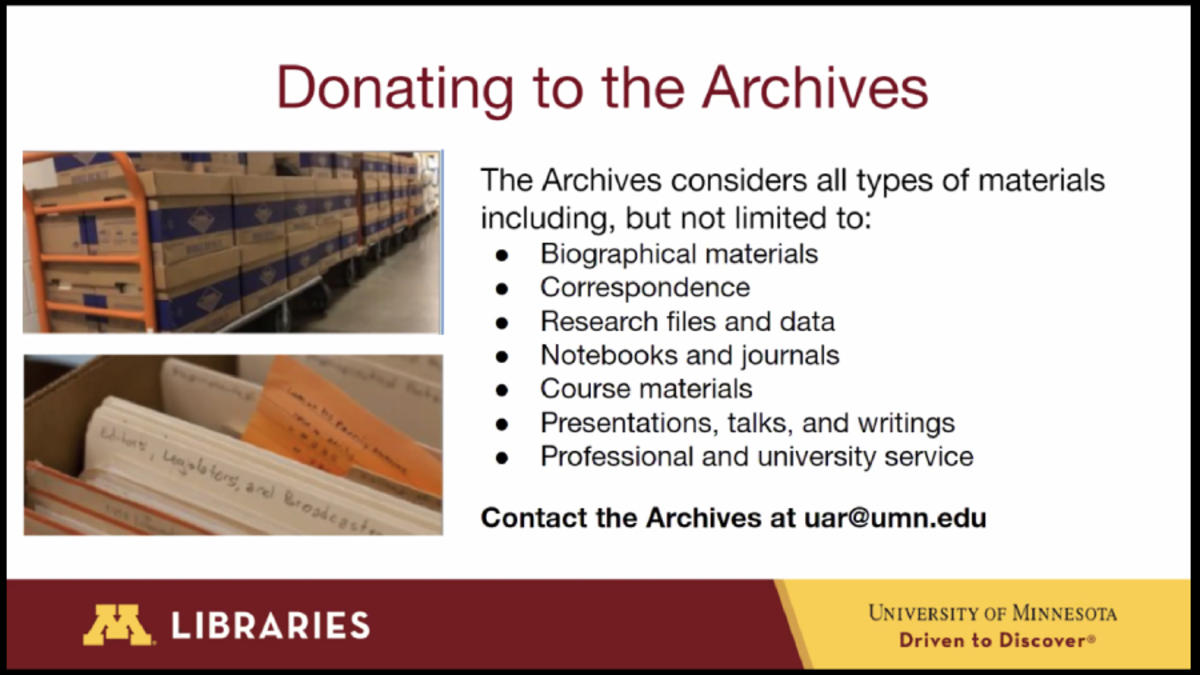 Donating to the library archives