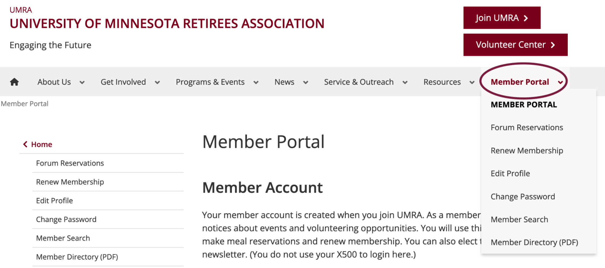 Member portal example