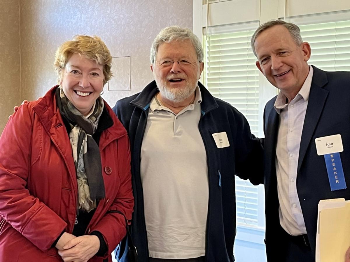 Lori Sturdevant, Mark Bohnhorst, and Scott Gillespie at UMRA's April 2023 luncheon forum