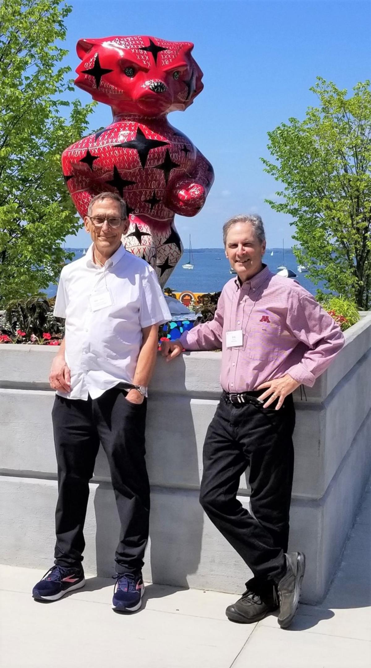 Ron Matross, left, and Eric Hockert, at the 2023 Big Ten Retirees Association conference, hosted by the University of Wisconsin-Madison.