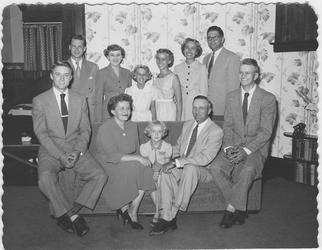 Revell family gathering in 1953. Marilyn (DeLong) is fourth from the left in the second row. 