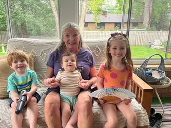 Joni Mitchell with grandchildren, August 2023.