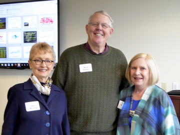 Speaker Mark Seeley with Presidents Jean Kinsey and Donna Peterson at the January luncheon