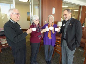 Members enjoy coffee before the March 2017 luncheon meeting
